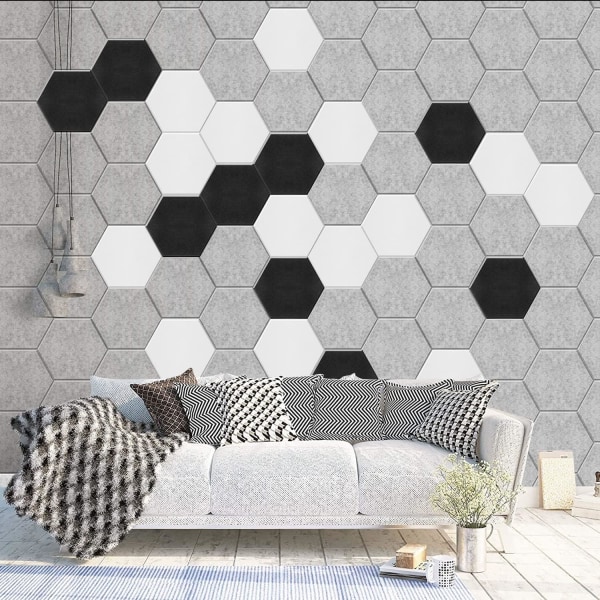 Hexagon akustikpaneler med mærkat, lydisolerende væg, 12 stk
