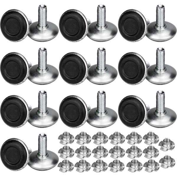 20-pack justerbara möbelfötter, nivelleringsfot T-mutter M8x20x30mm gänga, skruvar nivelleringsstöd möbelben, stol, bord-XF9-