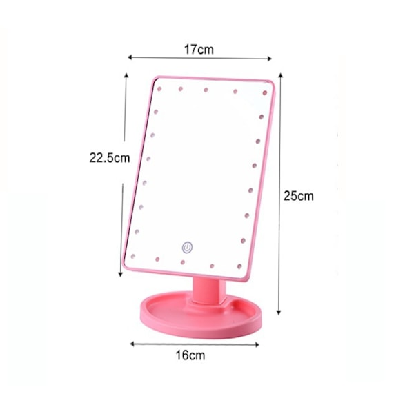 LED-sminkspejl, glødepærespejl med 16 pærer, skrivebordssminkspejl (sort, 16-lyset batterimodel),