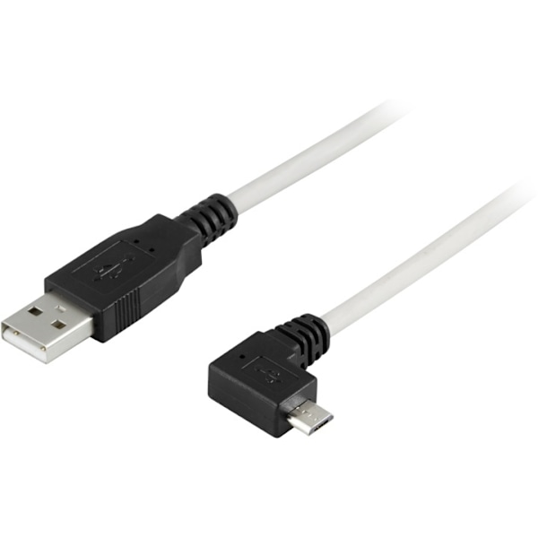 DELTACO USB 2.0 type A til høyre-vinklet Micro-B USB, 5-pin, 2m (USB-302C) 70
