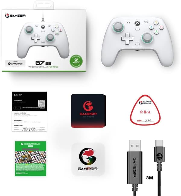G7 SE kablet controller til Xbox Series X|S, Xbox One og Windows 10/11, Plug and Play-spilcontroller med Hall Effect Joysticks/Hall Trigg