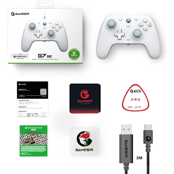 G7 SE Trådbunden handkontroll för Xbox Series X|S, Xbox One och Windows 10/11, Plug and Play-spelkontroll med Hall Effect Joysticks/Hall Trigg