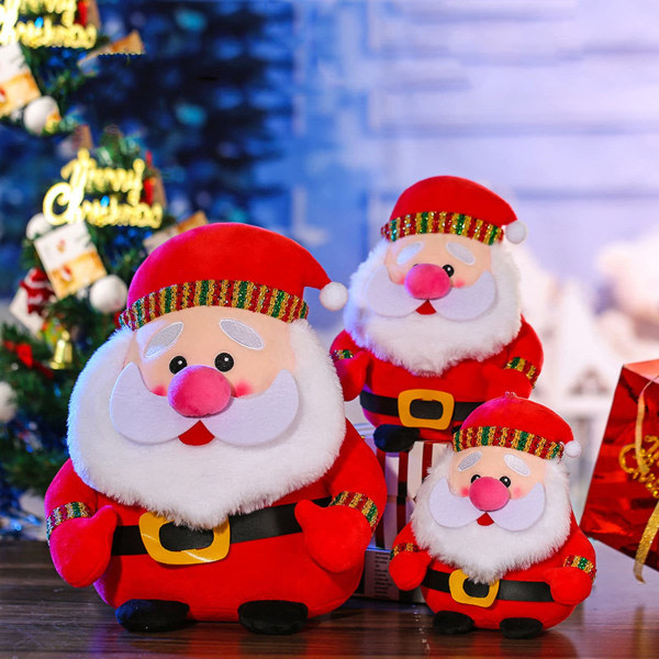 Julenissen plysjdukke, juleutstoppet Claus-leketøy, juleborddukkedekorasjoner Festival Bursdagsgave til familievenn (rød, 35 cm)