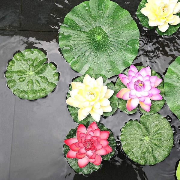 Pakke med 9 kunstig flytende skum lotusblader | Vannlilje