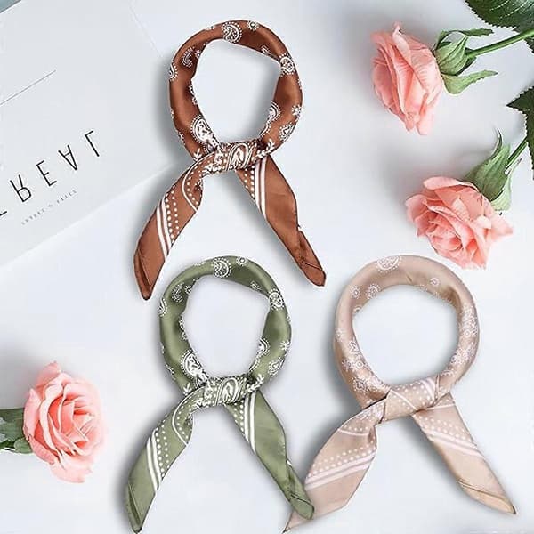 3 stk. Satin Hodeplagg, Silkebandana for Kvinner og Jenter-FF-