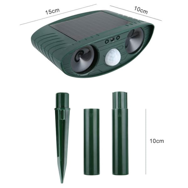 Outdoor Ultrasonic Animal Repeller, Solar Powered, Waterproof