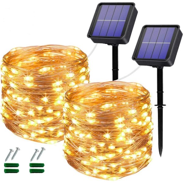 Solar String Lights Outdoor Warm, 2-pack 2×120LED Garden Solar L
