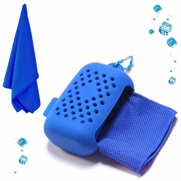 Jäähdytyspyyhe, 100 x 30 cm jääpyyhe kaulalle, pehmeä hengittävä viileä pyyhe, nopeasti kuivuva Fitness välitöntä helpotusta varten, Stay Cool Blue