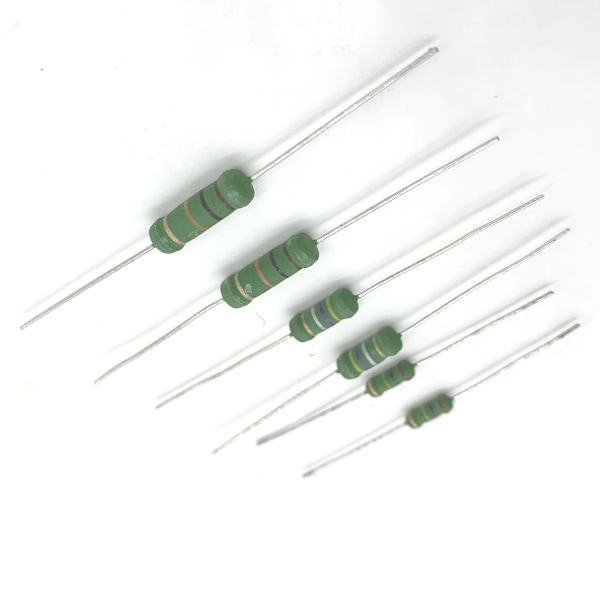 100st 3W 39R 47R 51R 56R 39ohm 47ohm 51ohm 56ohm 39 47 51 56 5x15 Liten metallfilmresistor Fargering Resistans R ohm