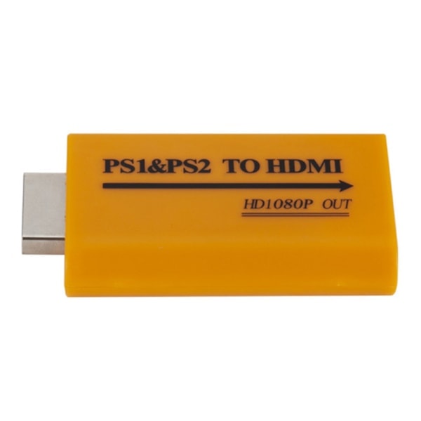 1080P HD PS1/PS2 til HDMI og Video Konverter Adapter til HDTV Pro Gul Gul