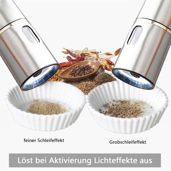 Elektrisk pepperkvern, krydderkvern i rustfritt stål, pepper, salt-FF-