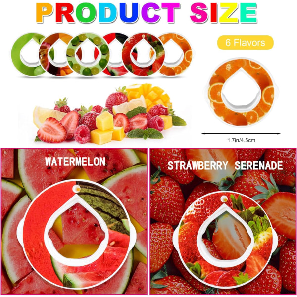 Smaksatta pods för 650 ml vattenflaska, 6 Air Bottle Flavour Pods, för vattenarom för smaksatt vattenflaska, för gym, löpning, utomhus