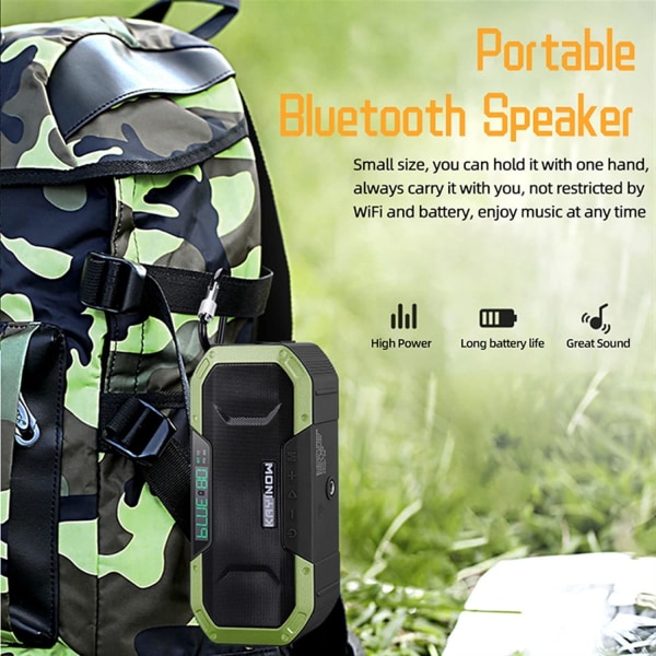 Solradio Bluetooth-högtalare, LED taskulamppu, SOS-hälytin 5000mAh PowerBank Jungle Camouflage