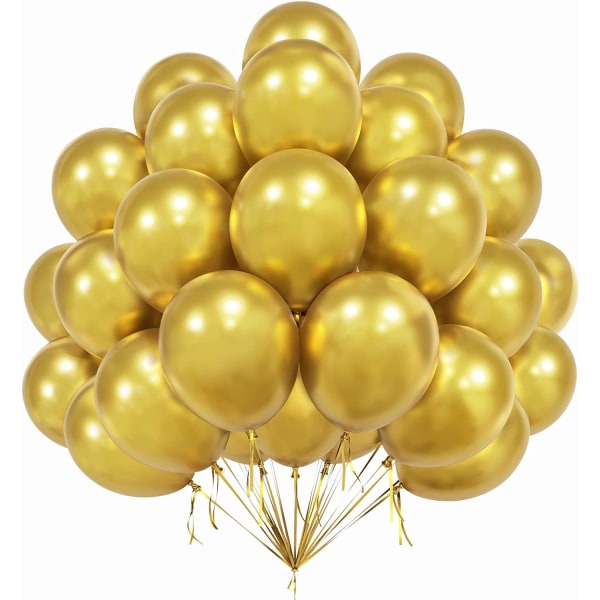 Guldballonger, 50 st glänsande förkromade ballonger, 12 tums metall heliumballonger, tjocka latexballonger for bröllopsförlovningsfestivalens karneval