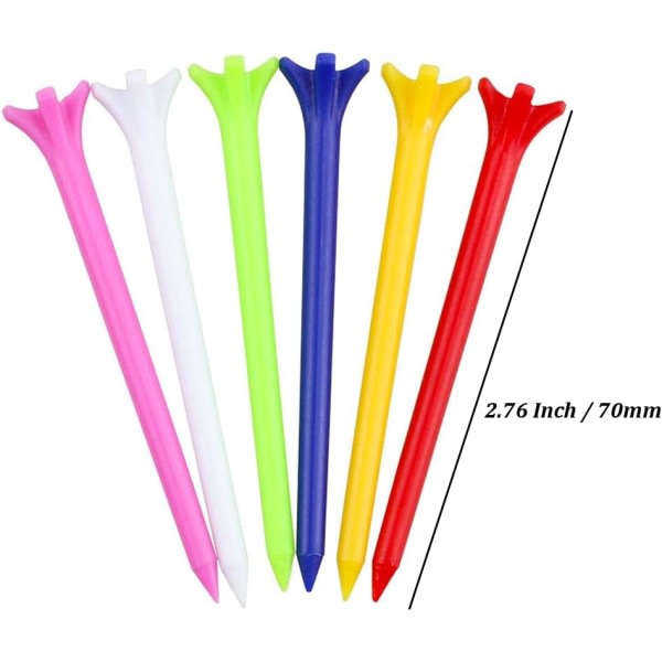 100 kpl olika färger professionell slitstark 70 mm plast golf-tee Bulkki (slumpmässig färg)