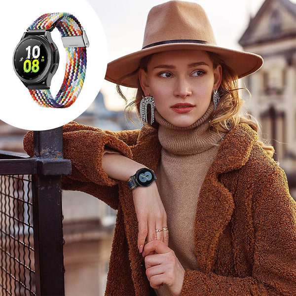 Sport Nylon punottu hihna, joka on yhteensopiva Samsung Watch3 45mmatch S3.22mm Rainbow color -22mm kanssa