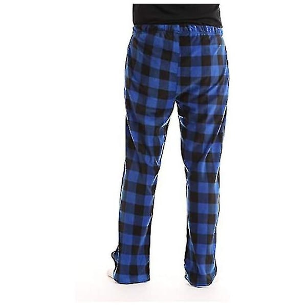 Mænds Pyjamasbukser med Lommer, Bløde Flanelrutede Pyjamasbukser XL Blå blue XL