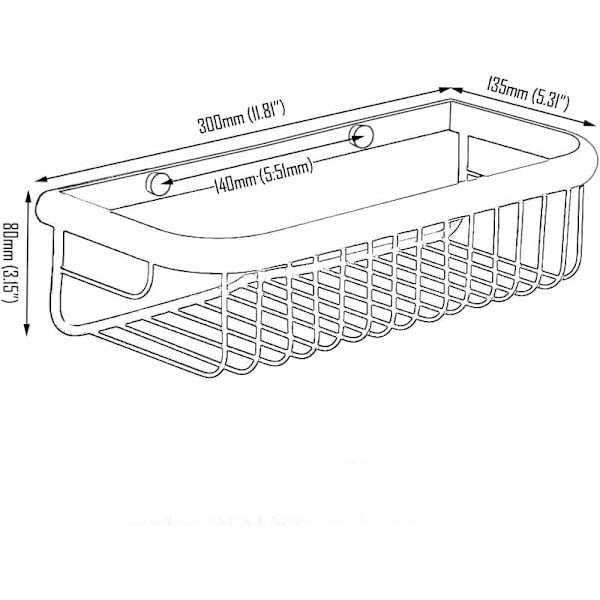 Polert gull Anti-rust badehylle dusj Caddy, veggmontert rektangulær B