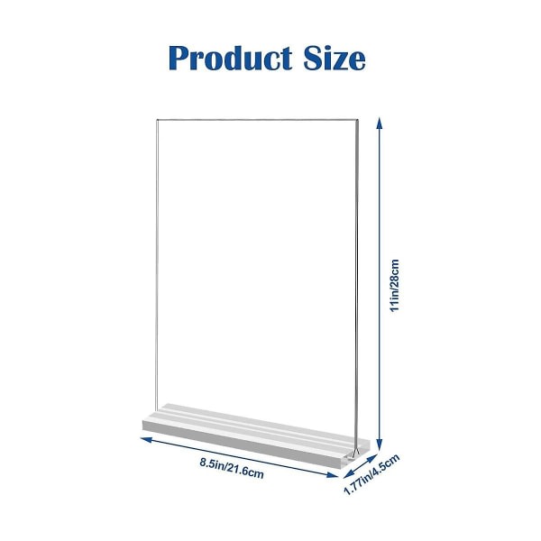 3 pakke 21x29,7 cm akrylskiltholder, dobbeltsidig vertikal skjermstativ, for restauranter, kontorer,