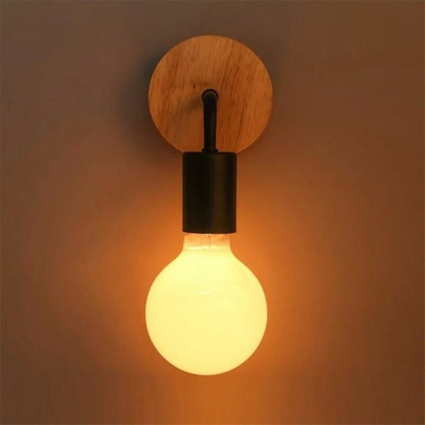 Simplicity E27 Svart Vägglampa LED Vägglampa i järn och trä