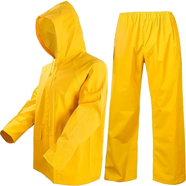 Regndräkter Regnrockar Vattentät Slitstark regnkläder Arbetsjacka och byxor for män kvinnor，XL