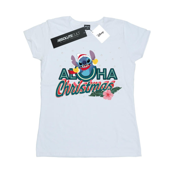 Disney damer/damer Lilo And Stitch Aloha Christmas Cotton TS White L