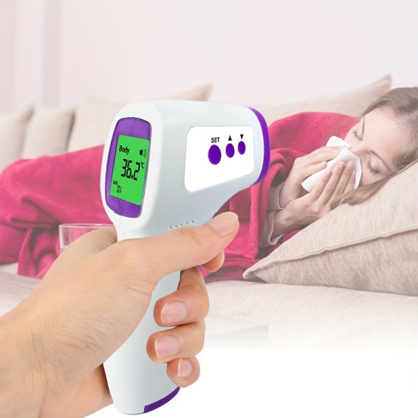 1. digital panntermometer, beröringsfri infrarød medicinsk termometer, kropstemperaturmätværktøj, for voksne baby, uden batteri