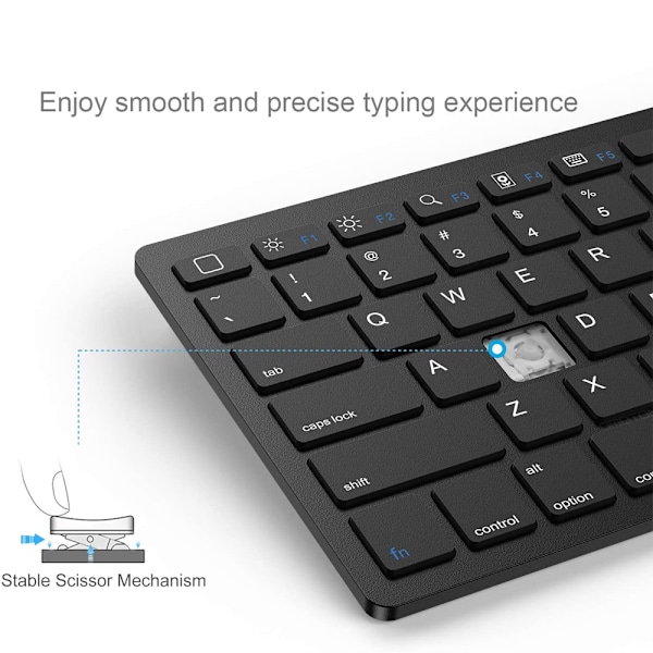 Trådløst tastatur, Bluetooth & USB-modtager, USB-C-stik