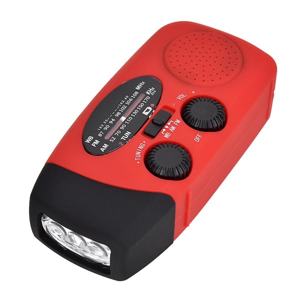 Kannettava radio AM/FM-taskulamppujen lukuvalolla, NOAA- power hätätilanteita varten, aurinkoenergialla toimiva käsiradio (punainen)