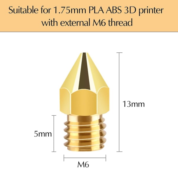 3d printer dysesæt (mk8 ekstruder dyser, messing printhoved, forskellige størrelser)