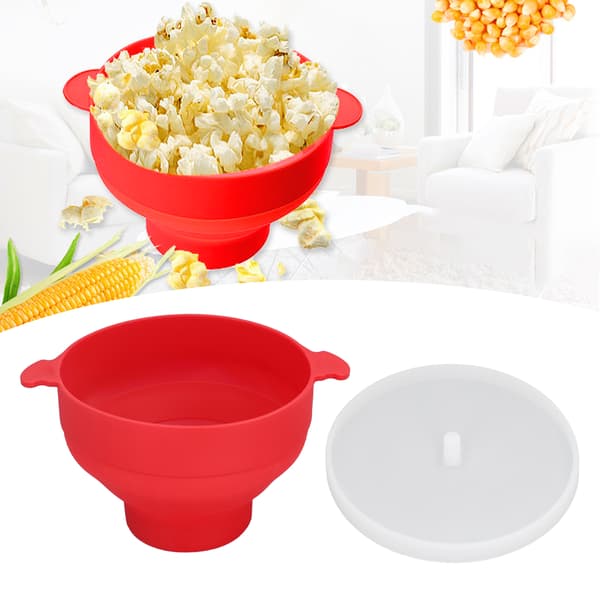 Microwave Popcorn Popper Silicone Foldable Bowl Maker High Temperature Resistant with Handle-FF-