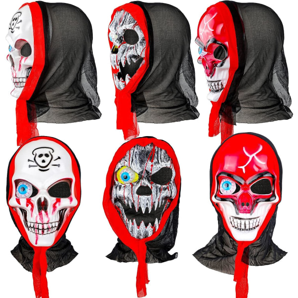 Qpout 3 ST Halloween Skrämmande masker för vuxna/barn, Skull Cosplay Mask