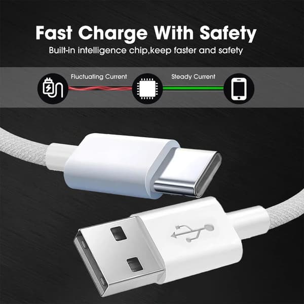 Flettet USB-C til USB-C-kabel 120W hurtiglading for iPhone 16 15 Pro Max iPad-FF-
