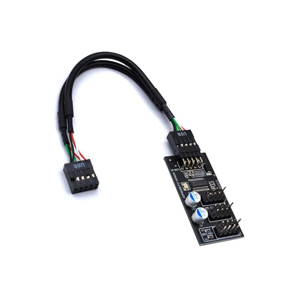 9- USB USB Hub-kontakt USB Splitter 1 till 3 Usb2.0 9 Pin Header Board Kabel Vattenkylning för Rgb