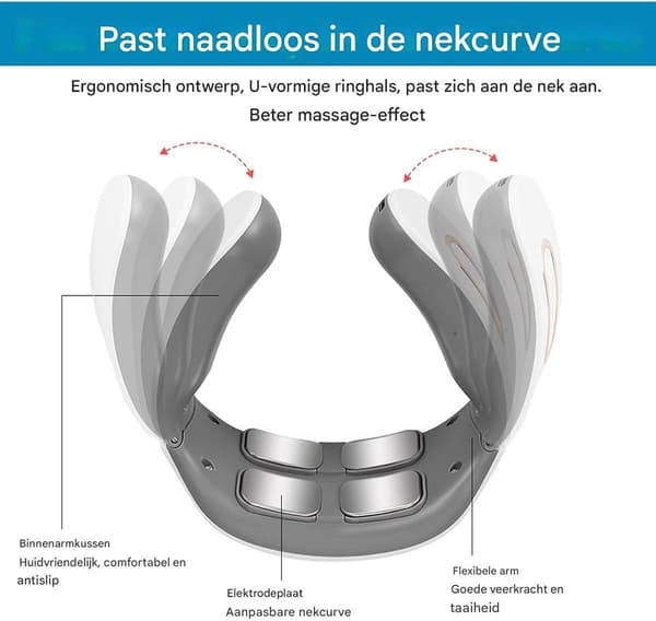 Halsmassager 11 i 1 Elektrisk 6 Tilstande 9 Intensitetniveauer Hvid