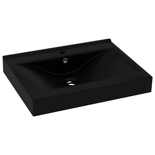 vidaXL Luksuslik handpesuallas kraanireikällä matta musta 60x46 cm keramiikka black 15900