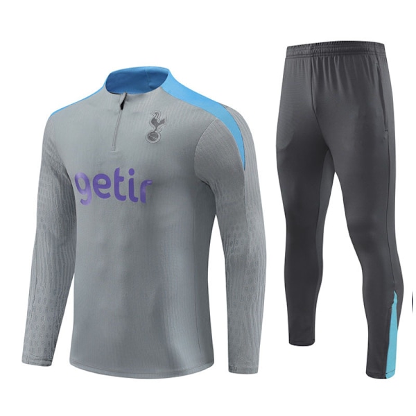 2425 Ny Tottenham Hotspur Aikuisten & Lasten Pitkähihainen Puolivetoharjoituspaita Jalkapallopaita Setti Harmaa Grey XL