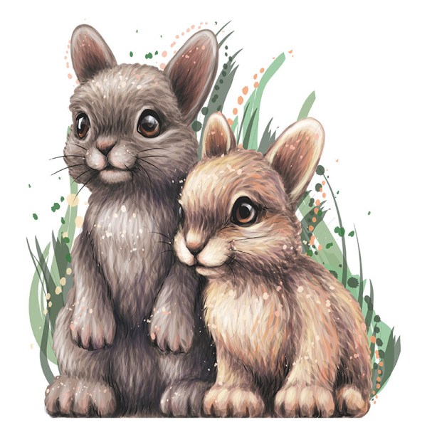 Söta två kaniner väggdekor hemväggdekoration (storlek: 24,7 cm x 27 cm)