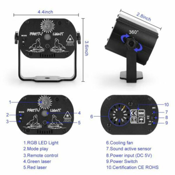 480 kuviota Laserprojektori Lavalava Led Rgb Dj Disco Ktv Show Juhlavalaistus-XF7-