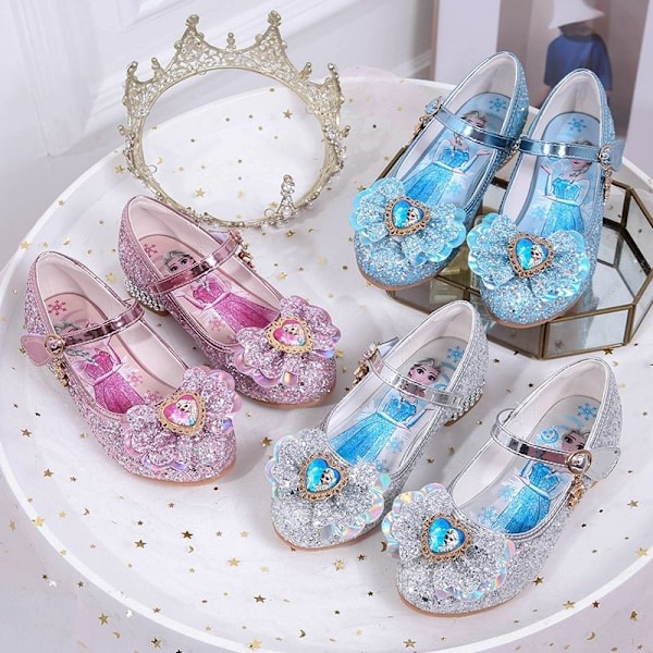 Elsa prinsessesko børn pige med pailletter blå 18 cm / størrelse 28 18cm / size28