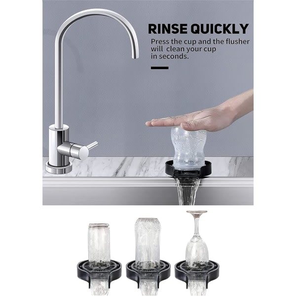 Kjøkkenkran Flaskevask, glassvaskrensertilbehør, kopp hurtigskylling, vask automatisk skylleenhet (svart)