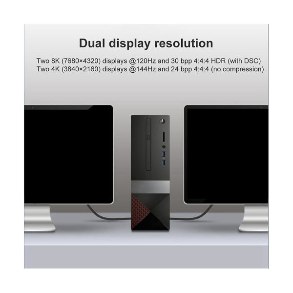 Displayport 2.0 HD-videokabel 16k@60hz 80gbps Datorgrafik Bildskärmskabel för bärbar datorskärm