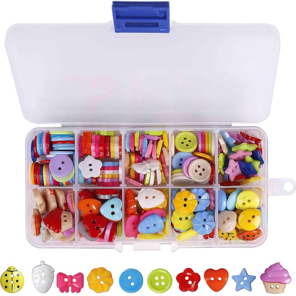 Sewing Button 235 Pieces Colored Plastic Buttons with Storage Box-FF-