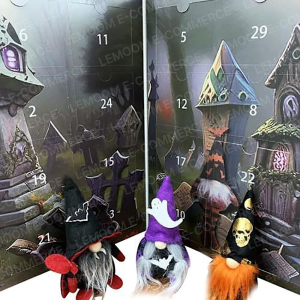 2024 Halloween-tonttujen adventtikalenteri, 2024 Halloween-adventtikalenteri, Halloween-adventtikalenteri 31 keräilynukella