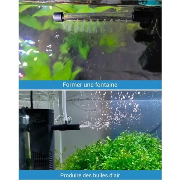 Akvarium internt filter med 3W 350L/H flödesvattenpump, internt filter för sötvattensakvarium upp till 40L