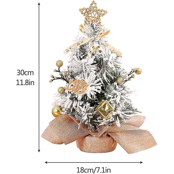 Bordplade mini kunstigt juletræ med gyldne bær