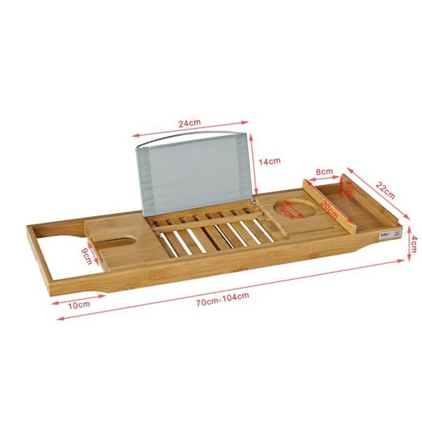 SoBuy Badkarshylla Massiv bambu Justerbar längd FRG207-N-XF2- 3000