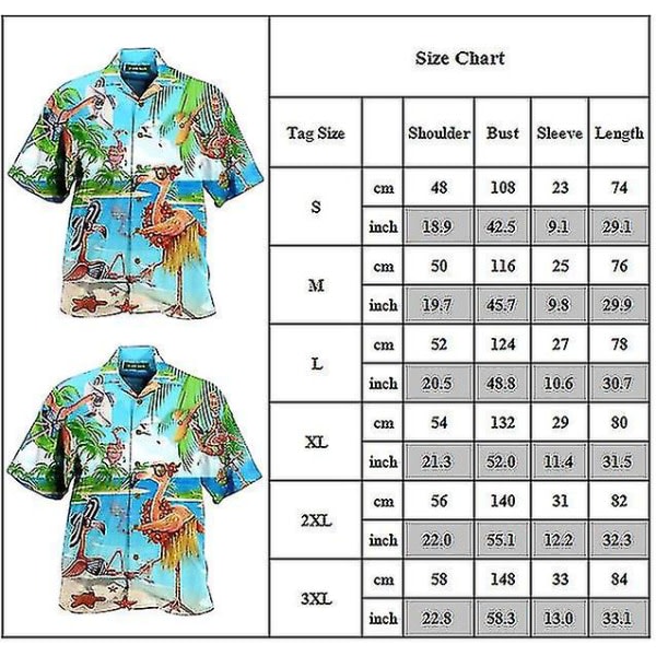 Printed Hawaii kortärmade toppar Sommar Casual Holiday Tee Lösa T-shirts 3XL