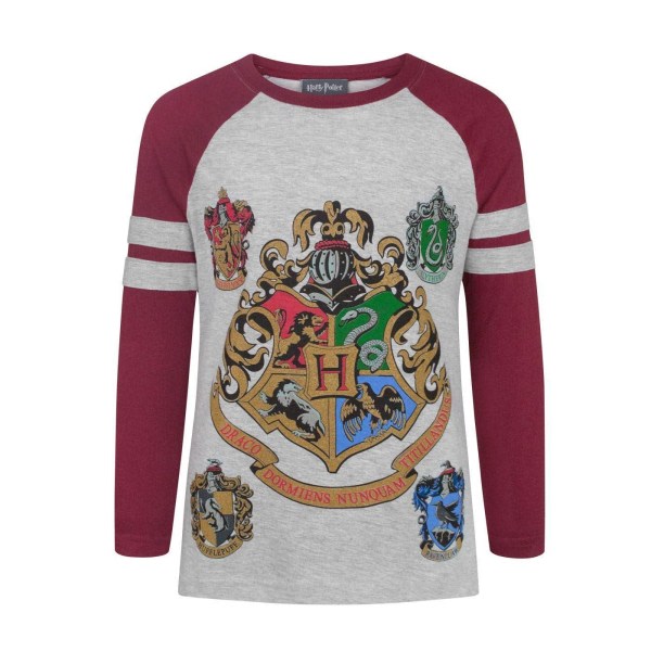 Harry Potter Official Girls Hogwarts Raglan T-shirt 5-6 år G Grå 5-6 år