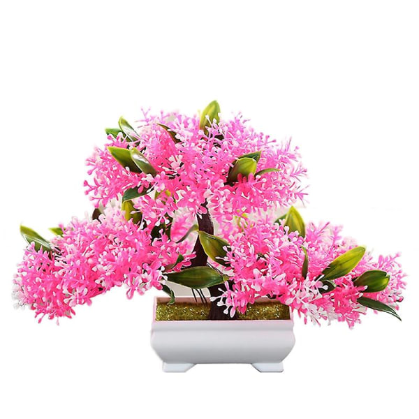 1 stk. Kunstig potteplante Blomstertræ Hjemmekontor Have Bonsai Dekoration Ornament Jikaix Pink